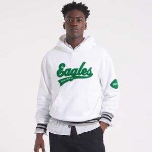 New Men White Philadelphia Eagles Todd Snyder Canadian Fleece Hoodie Size M